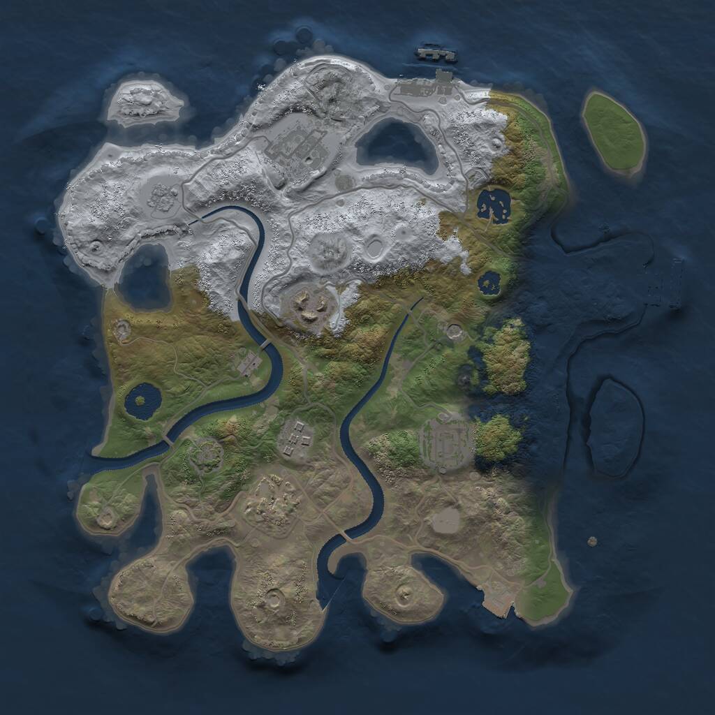 Rust Map: Procedural Map, Size: 3000, Seed: 59205917, 12 Monuments