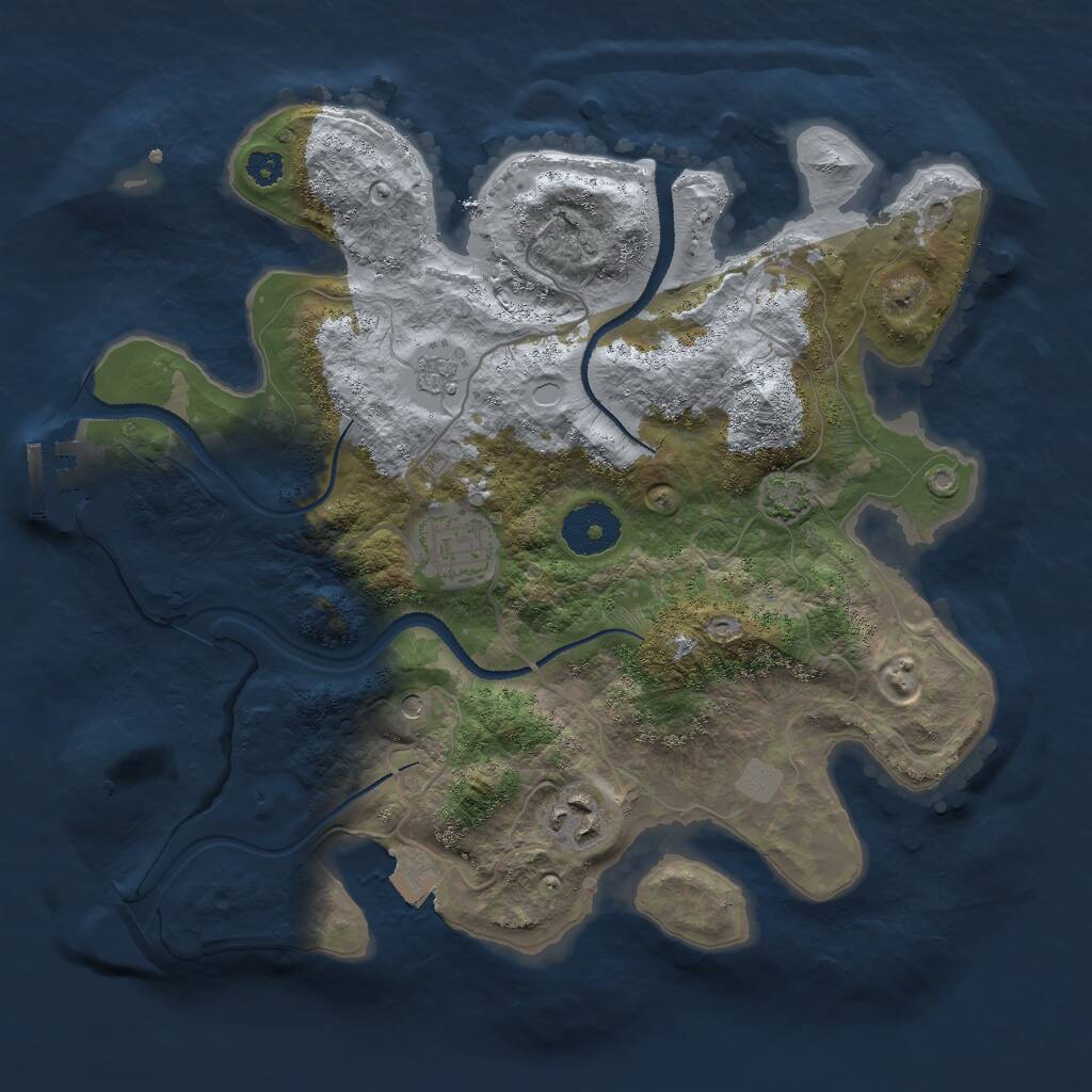Rust Map: Procedural Map, Size: 3000, Seed: 1128117541, 7 Monuments