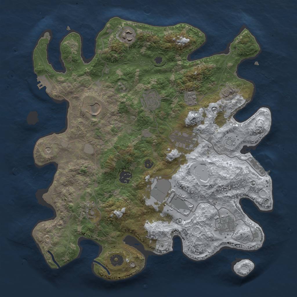 Rust Map: Procedural Map, Size: 3500, Seed: 2064330360, 18 Monuments