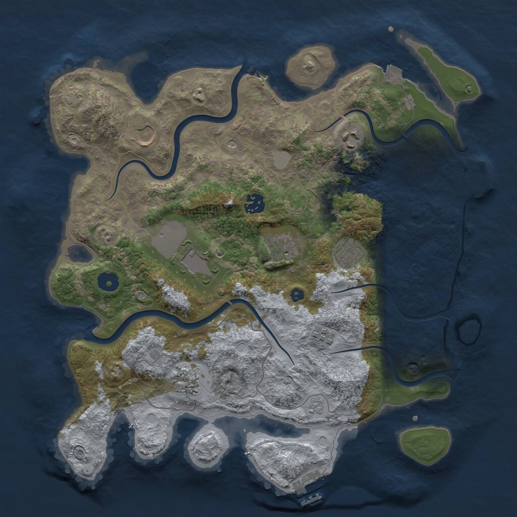 Rust Map: Procedural Map, Size: 3750, Seed: 66764512, 14 Monuments