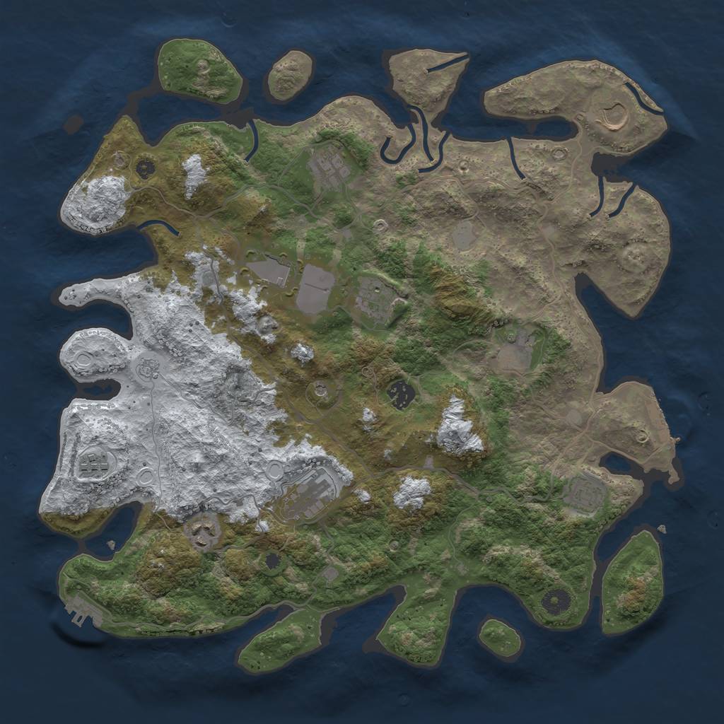 Rust Map: Procedural Map, Size: 4000, Seed: 2345432, 19 Monuments