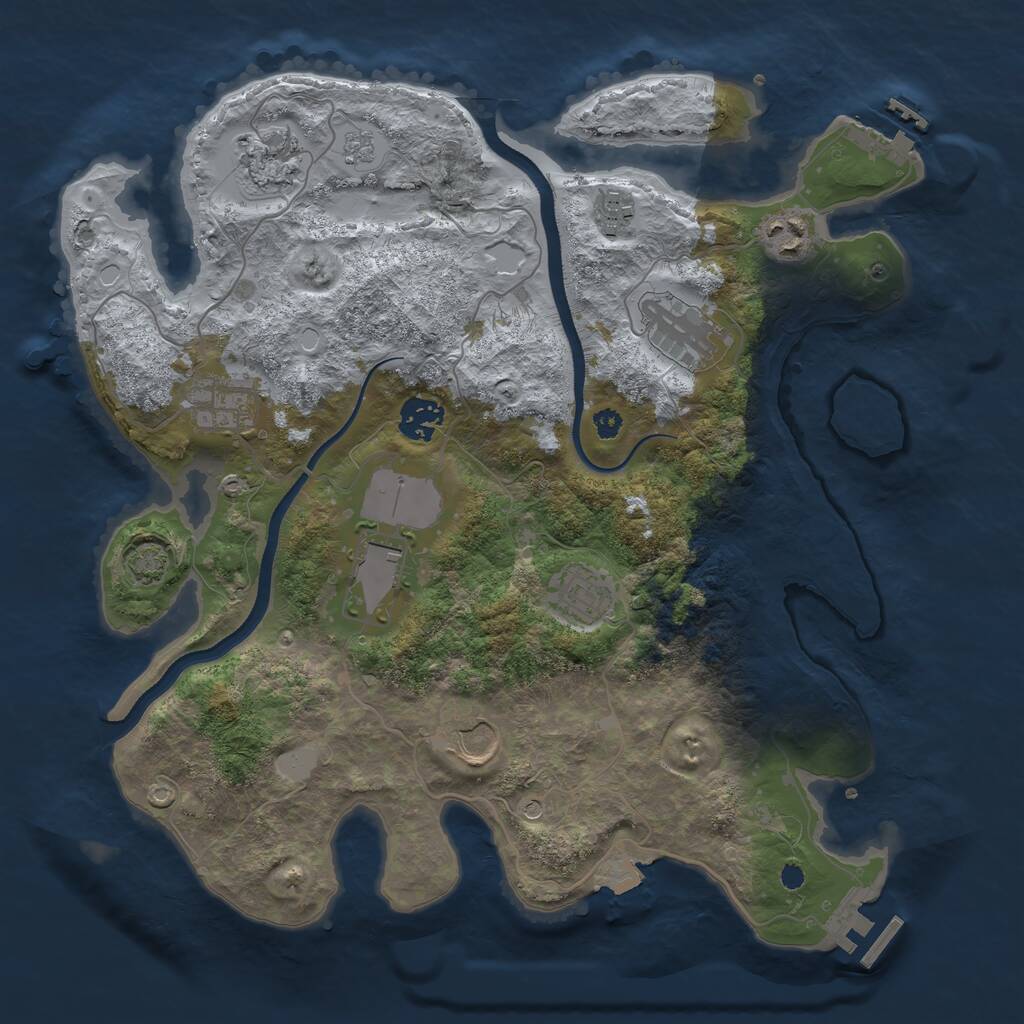 Rust Map: Procedural Map, Size: 3500, Seed: 1820839441, 15 Monuments