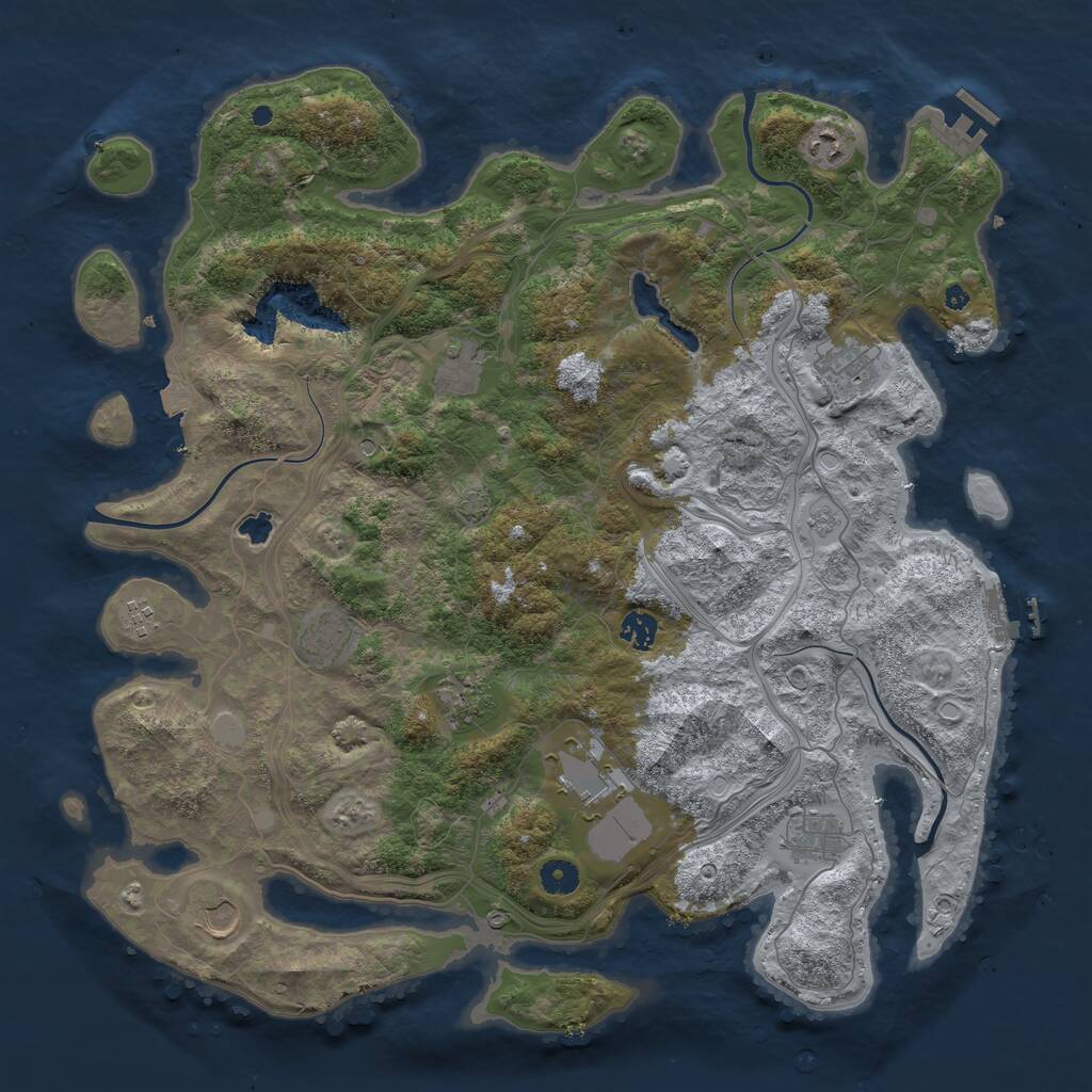 Rust Map: Procedural Map, Size: 4400, Seed: 723, 16 Monuments