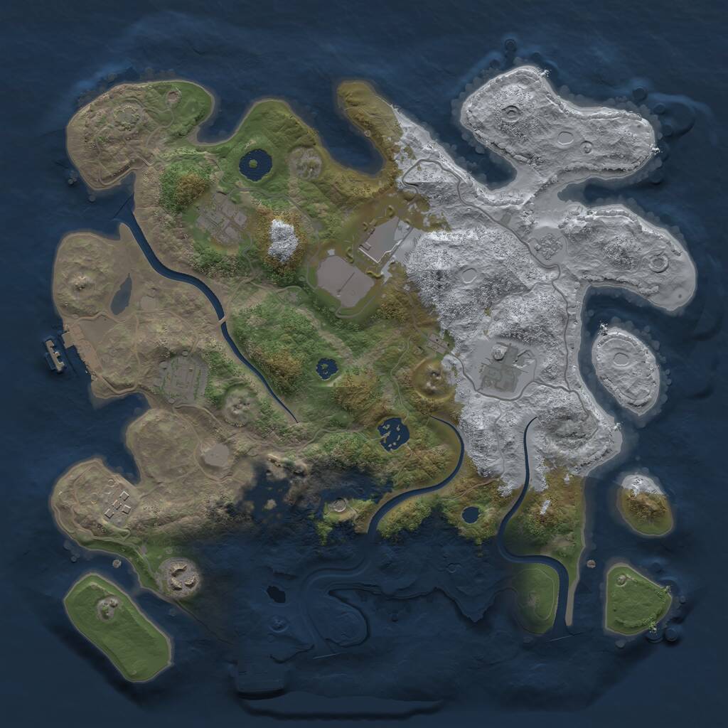 Rust Map: Procedural Map, Size: 3500, Seed: 147073772, 14 Monuments