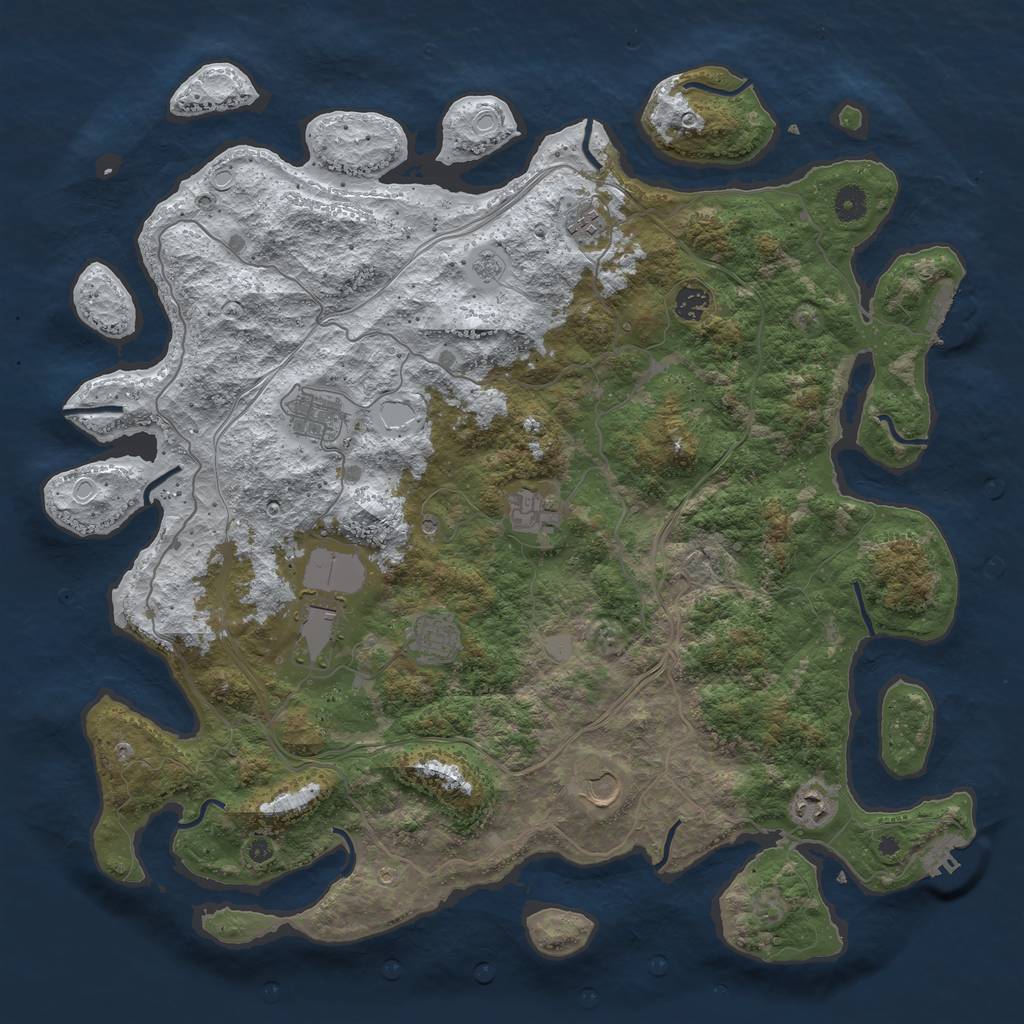 Rust Map: Procedural Map, Size: 4500, Seed: 425663, 17 Monuments