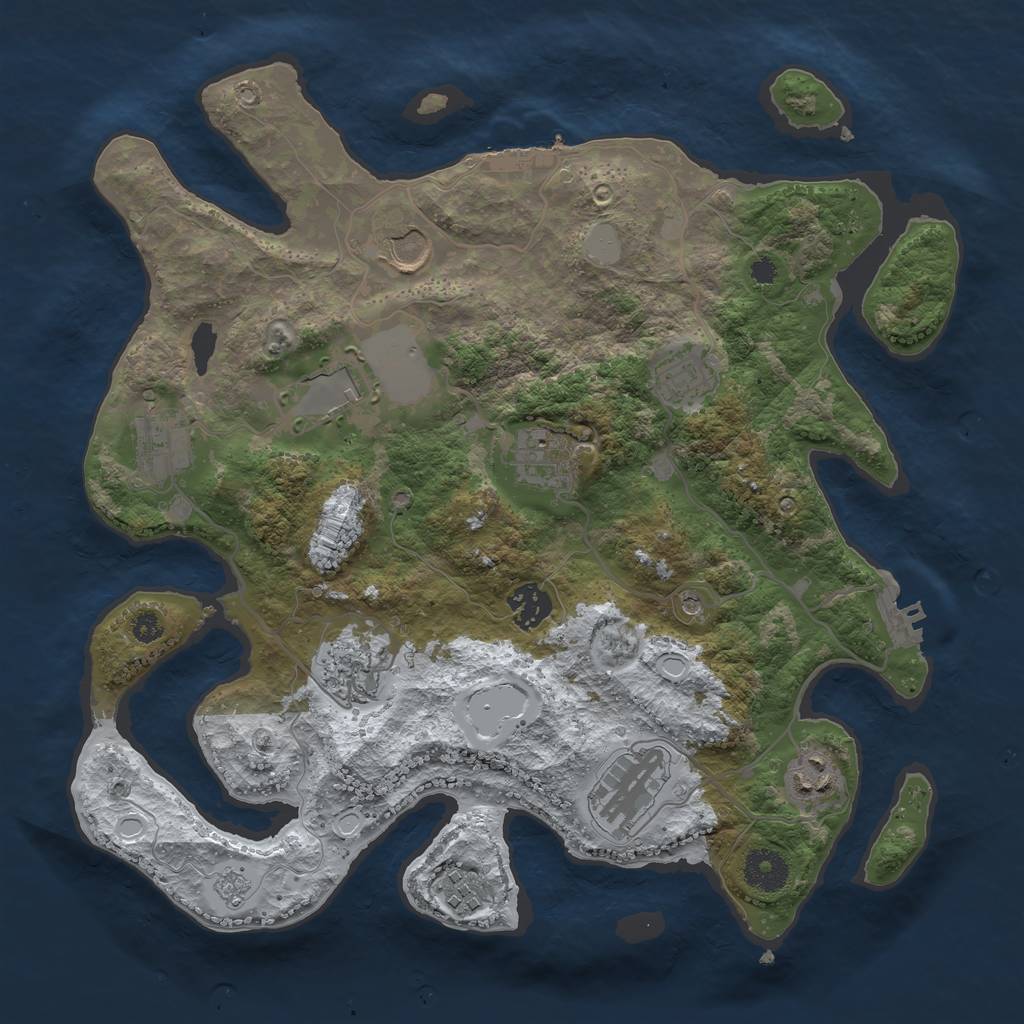 Rust Map: Procedural Map, Size: 3500, Seed: 1147059071, 19 Monuments