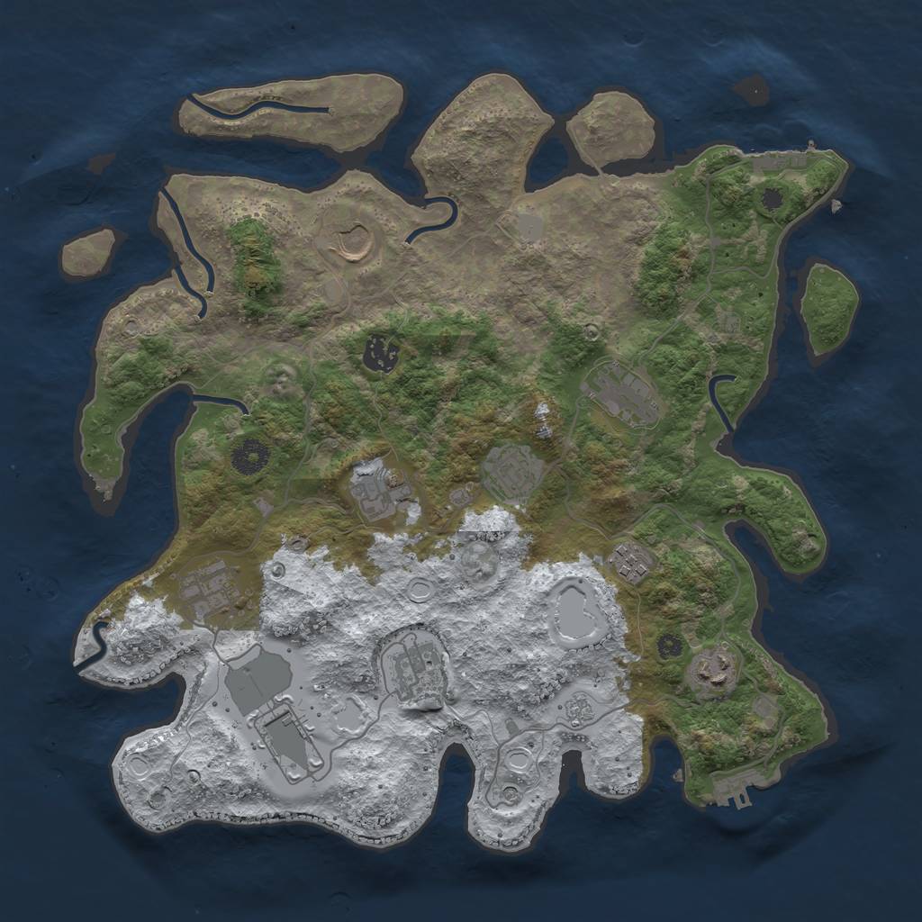 Rust Map: Procedural Map, Size: 3750, Seed: 26984023, 19 Monuments