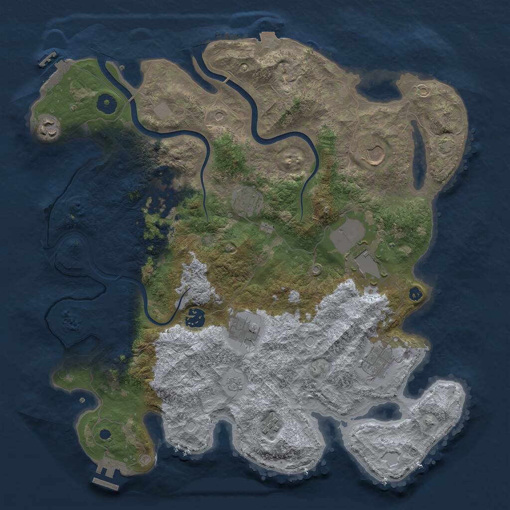 Rust Map: Procedural Map, Size: 3850, Seed: 327742533, 15 Monuments
