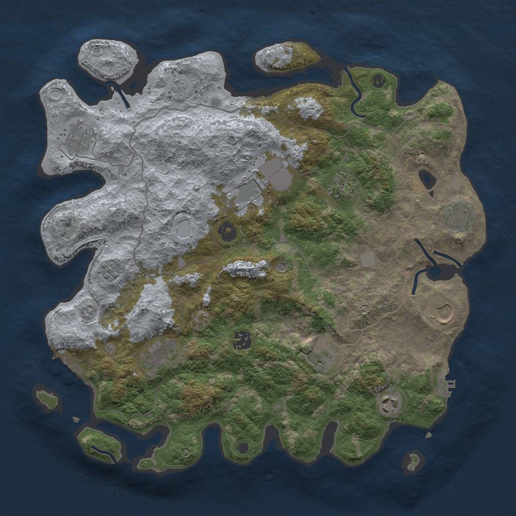 Rust Map: Procedural Map, Size: 4000, Seed: 28526, 19 Monuments