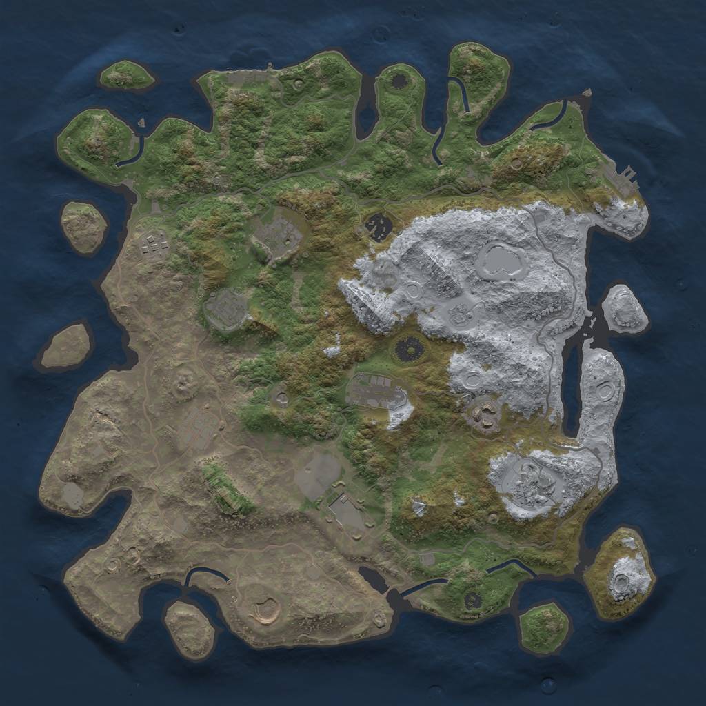Rust Map: Procedural Map, Size: 4000, Seed: 738104, 19 Monuments