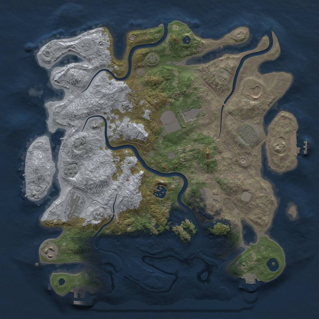 Rust Map: Procedural Map, Size: 3800, Seed: 1414224427, 15 Monuments