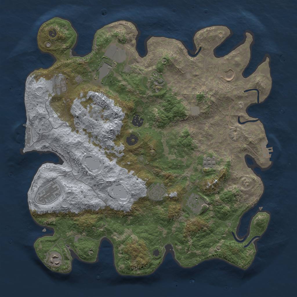 Rust Map: Procedural Map, Size: 3850, Seed: 685907198, 19 Monuments