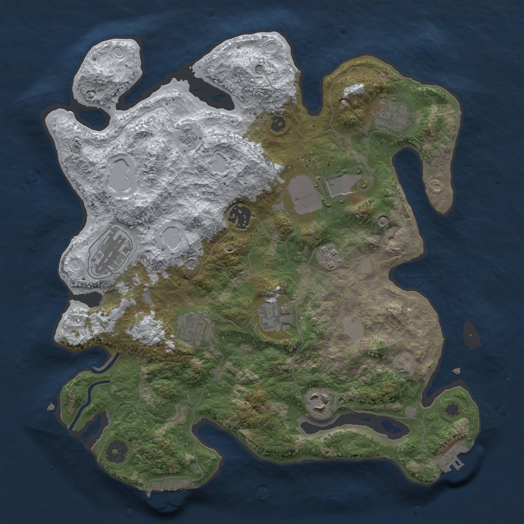 Rust Map: Procedural Map, Size: 3500, Seed: 577493212, 17 Monuments