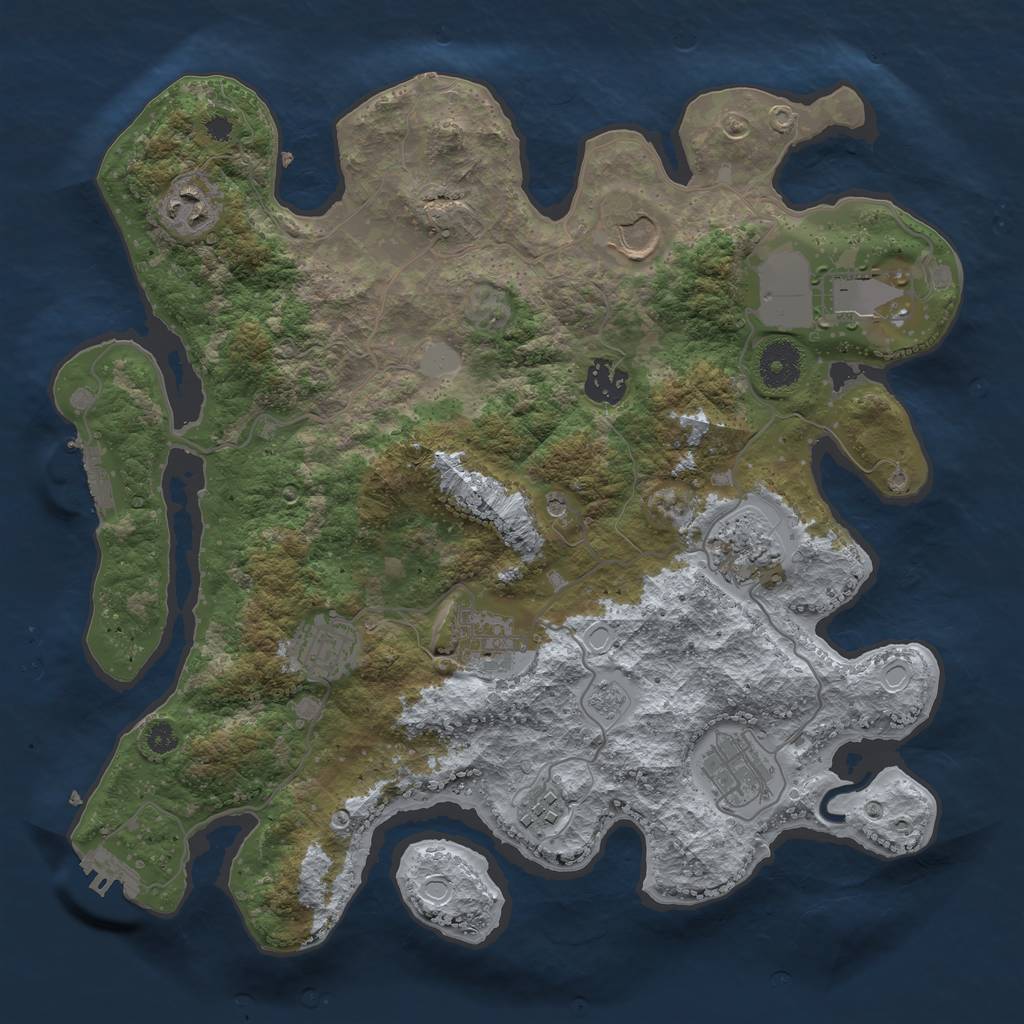 Rust Map: Procedural Map, Size: 3500, Seed: 1271652940, 16 Monuments