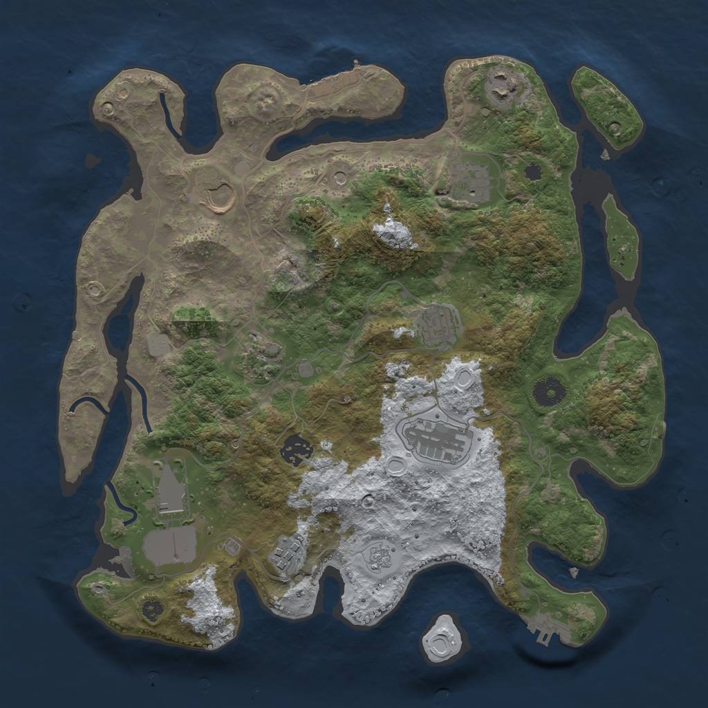 Rust Map: Procedural Map, Size: 3500, Seed: 380714857, 18 Monuments