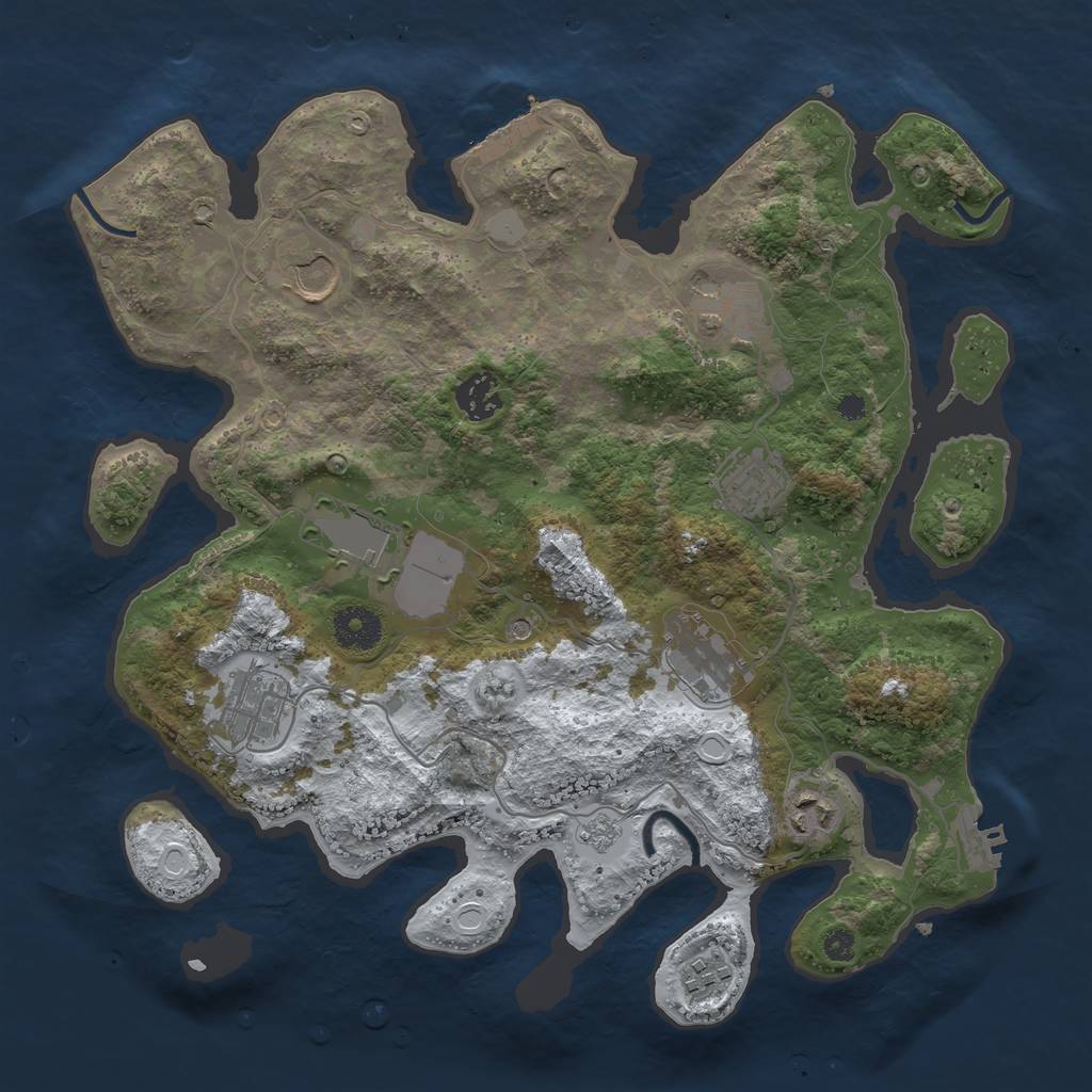 Rust Map: Procedural Map, Size: 3500, Seed: 880, 18 Monuments