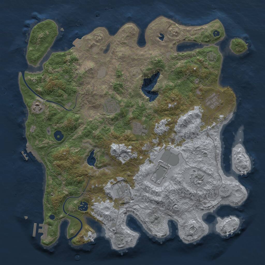 Rust Map: Procedural Map, Size: 4000, Seed: 598733, 15 Monuments