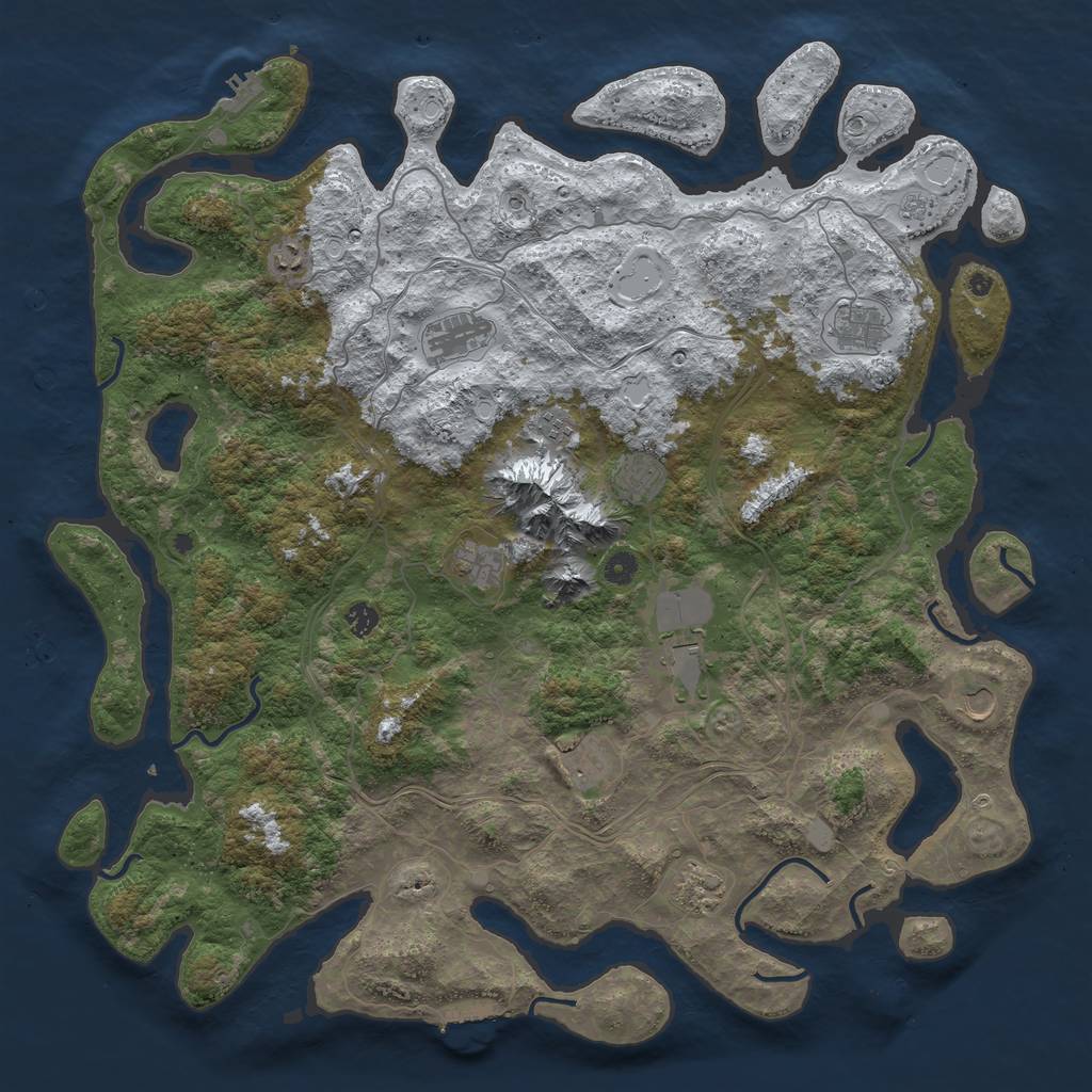 Rust Map: Procedural Map, Size: 5000, Seed: 4124, 20 Monuments