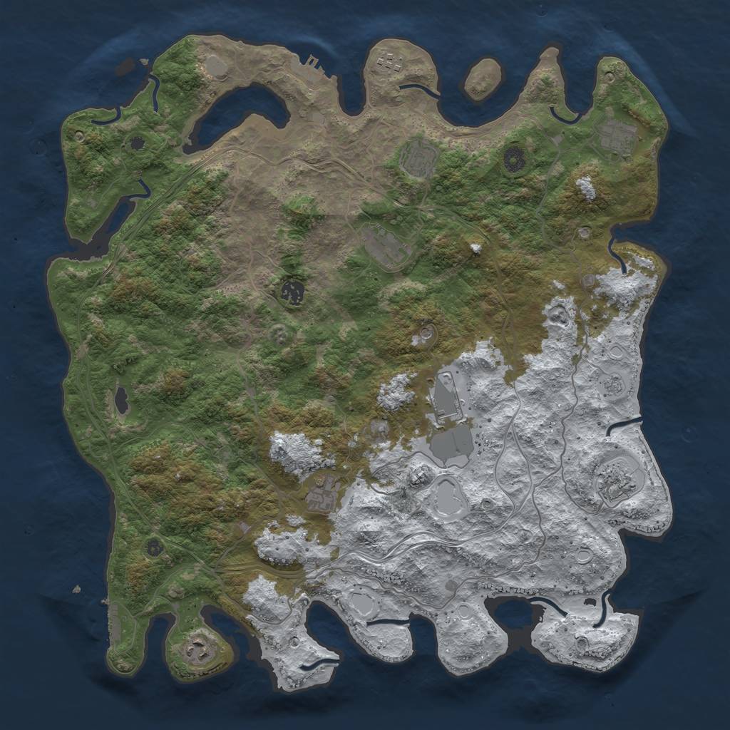 Rust Map: Procedural Map, Size: 4500, Seed: 598733, 18 Monuments