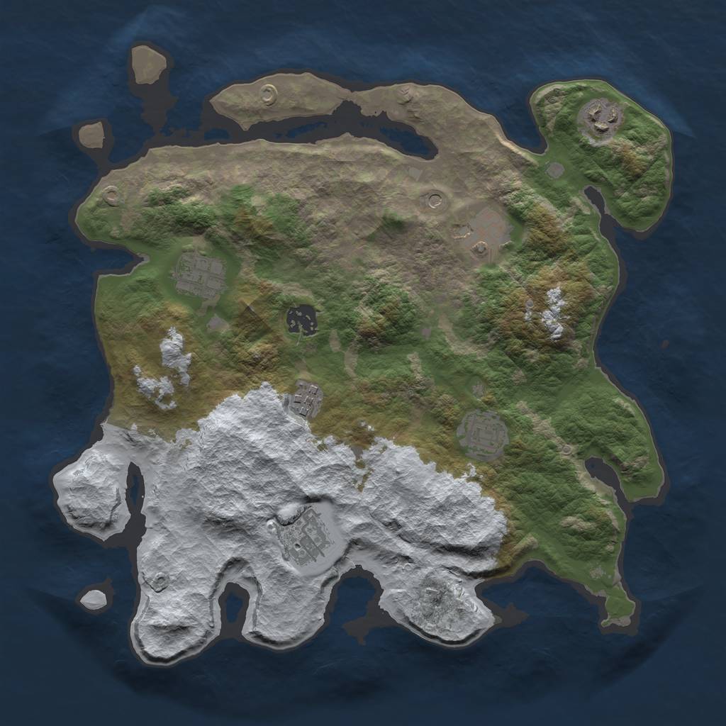 Rust Map: Barren, Size: 3400, Seed: 7, 10 Monuments