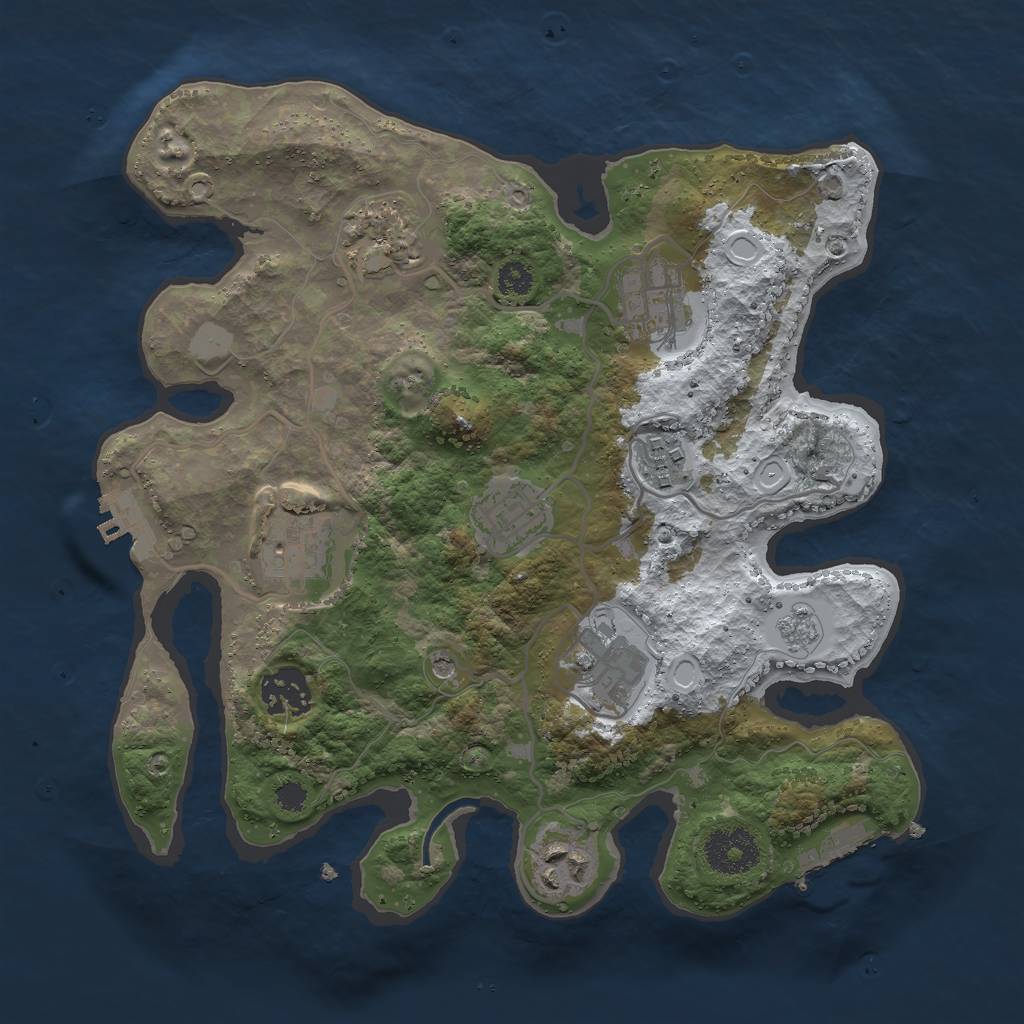 Rust Map: Procedural Map, Size: 3000, Seed: 20812, 17 Monuments