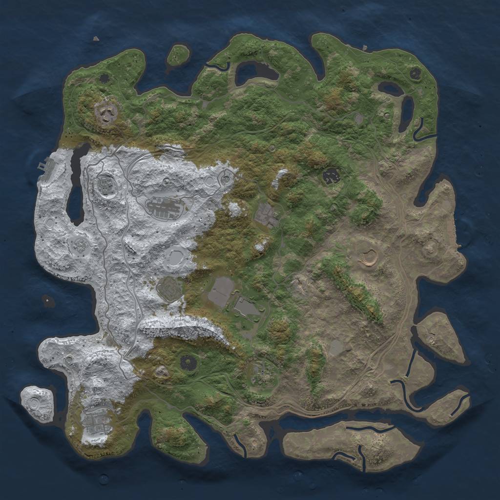 Rust Map: Procedural Map, Size: 4500, Seed: 3125, 19 Monuments