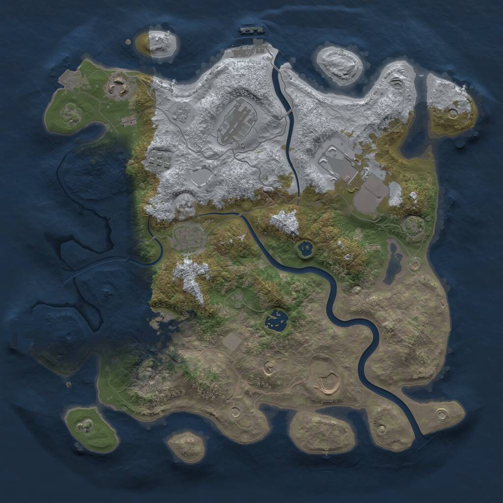 Rust Map: Procedural Map, Size: 3500, Seed: 629056821, 14 Monuments