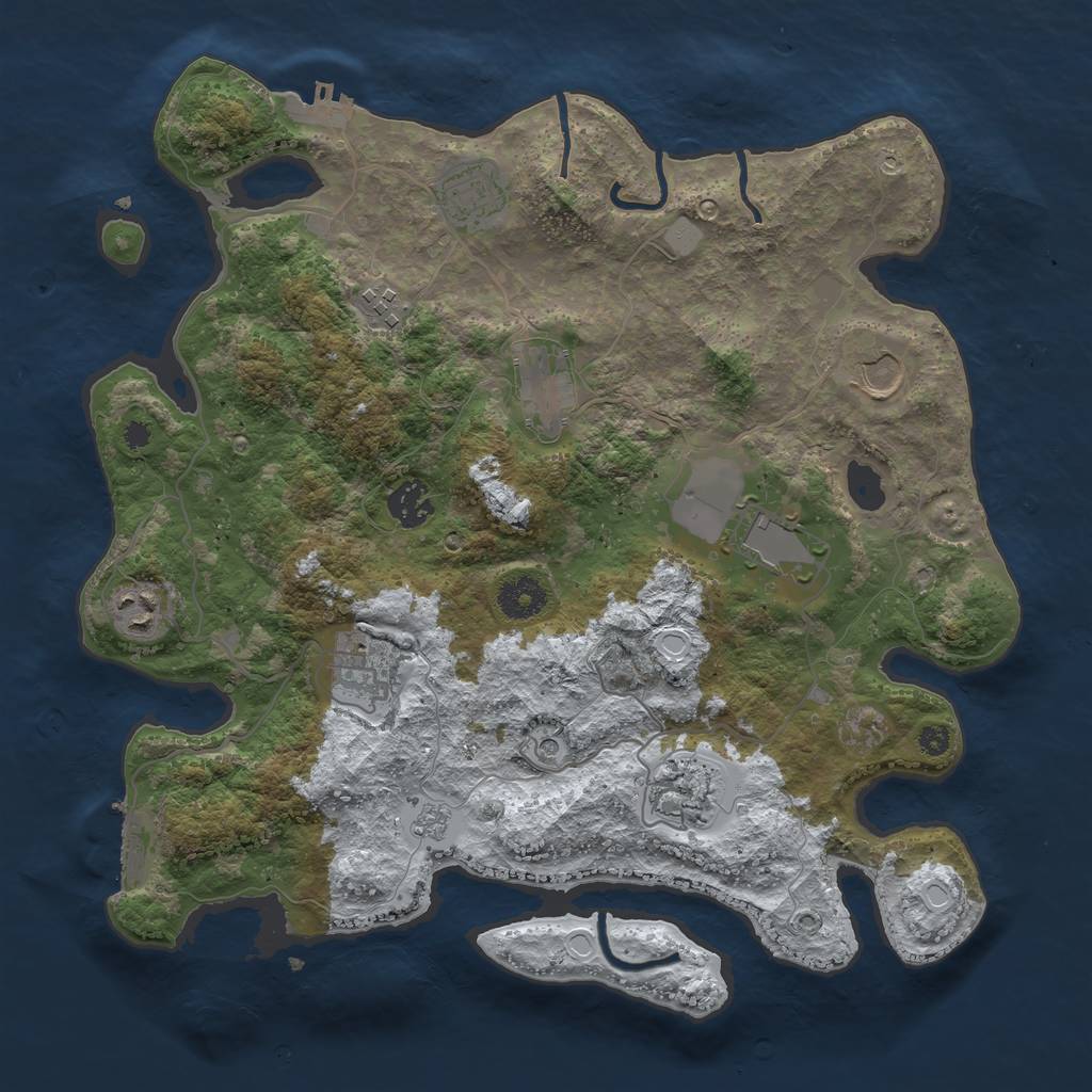 Rust Map: Procedural Map, Size: 3600, Seed: 65165546, 18 Monuments