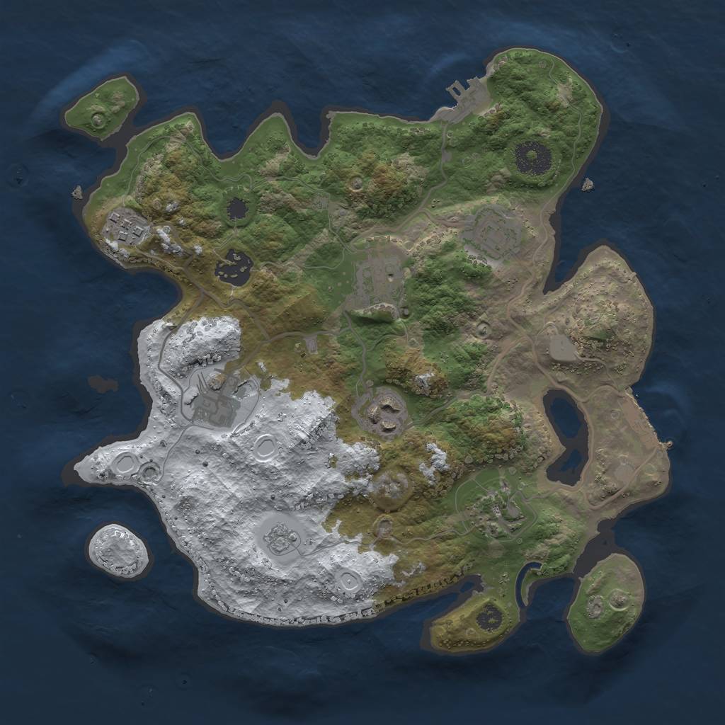 Rust Map: Procedural Map, Size: 3000, Seed: 42549, 15 Monuments