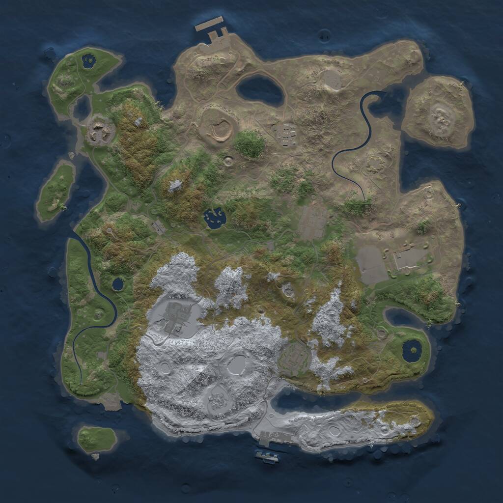 Rust Map: Procedural Map, Size: 3500, Seed: 134874743, 14 Monuments