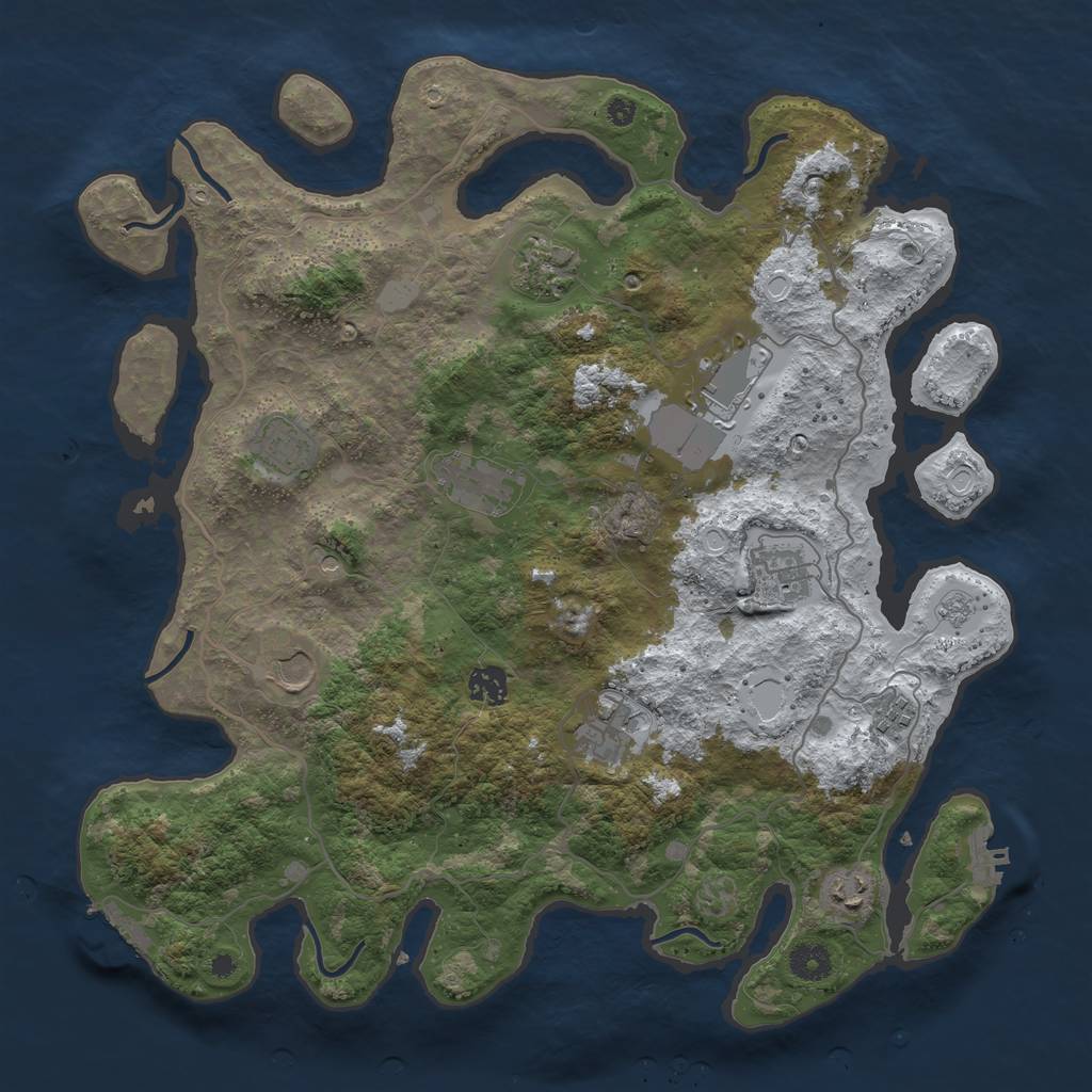 Rust Map: Procedural Map, Size: 4000, Seed: 20220703, 19 Monuments