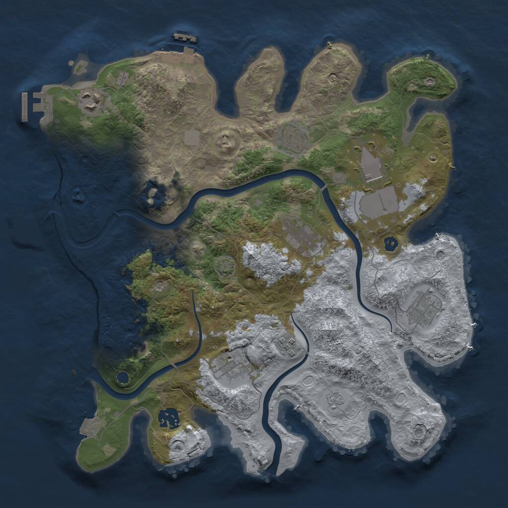 Rust Map: Procedural Map, Size: 3500, Seed: 598733, 14 Monuments