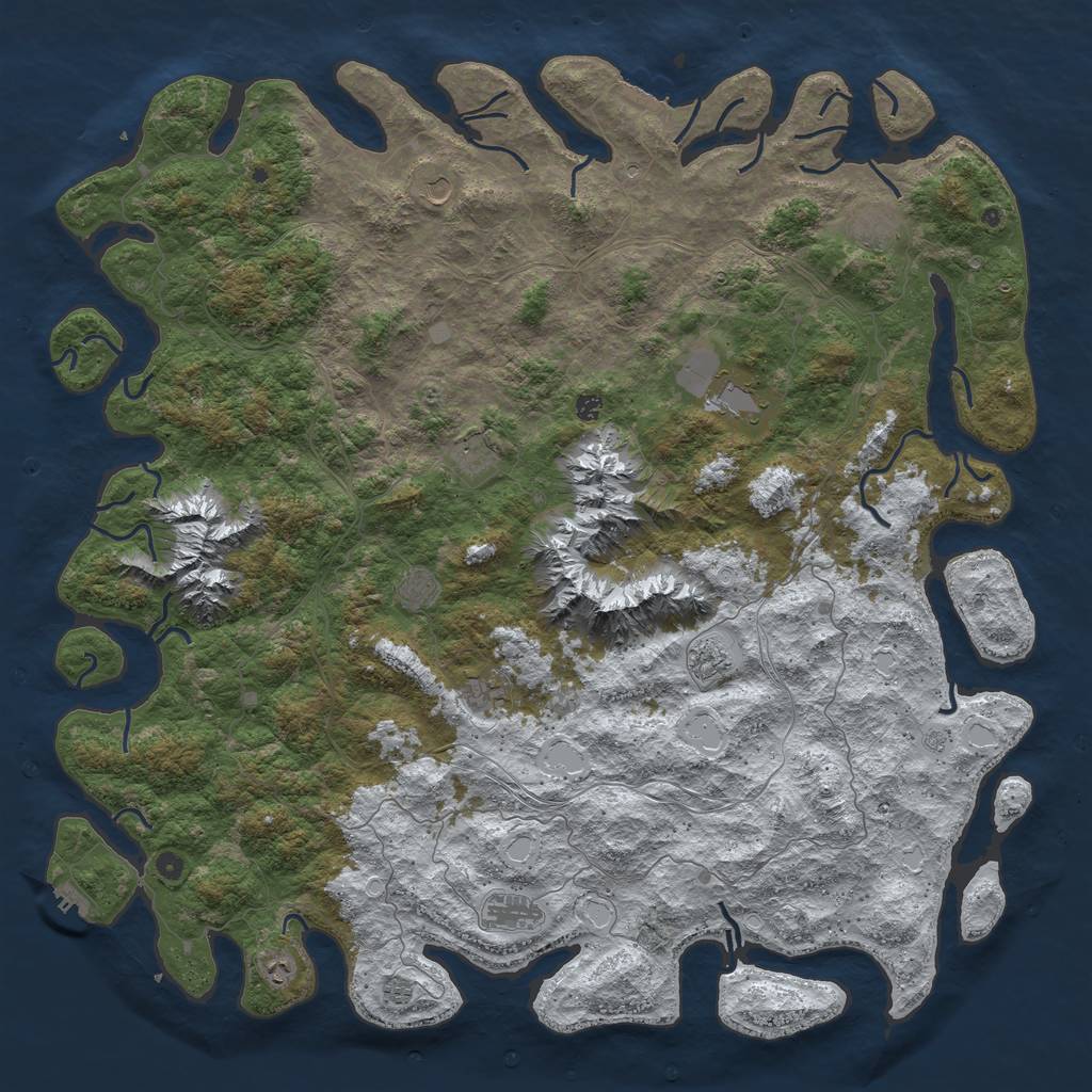 Rust Map: Procedural Map, Size: 6000, Seed: 393939, 20 Monuments