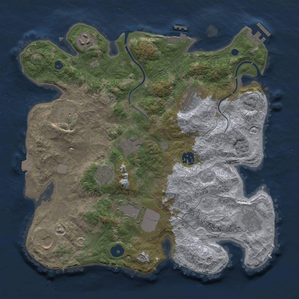 Rust Map: Procedural Map, Size: 3500, Seed: 1806718581, 15 Monuments