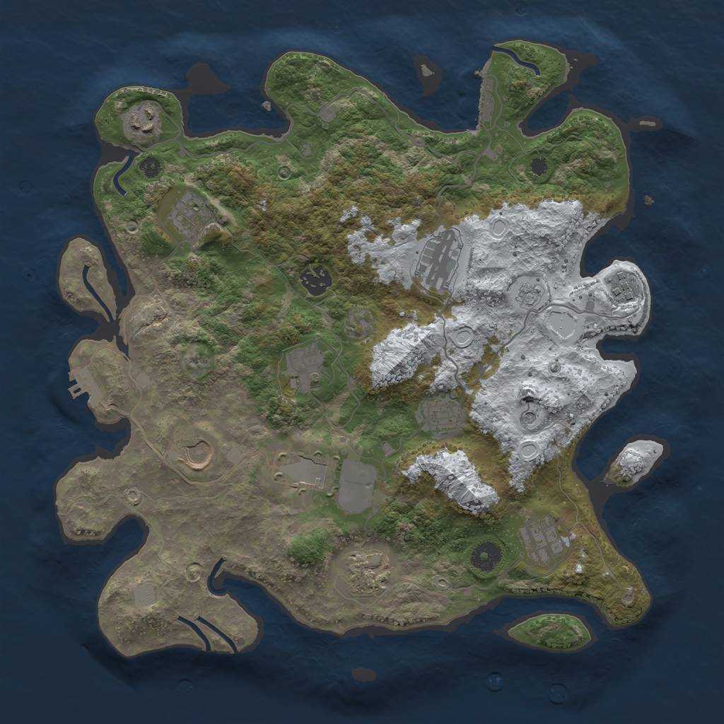Rust Map: Procedural Map, Size: 3700, Seed: 1754564232, 20 Monuments