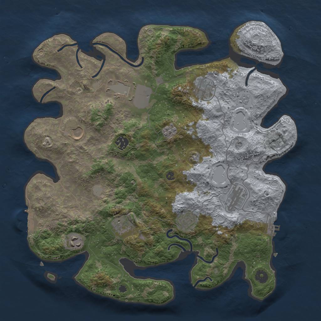 Rust Map: Procedural Map, Size: 3700, Seed: 18014017, 18 Monuments