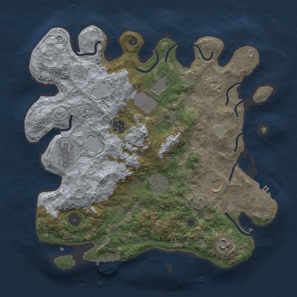 Rust Map: Procedural Map, Size: 3500, Seed: 1608248630, 16 Monuments
