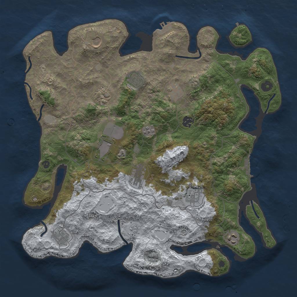 Rust Map: Procedural Map, Size: 4000, Seed: 987003, 20 Monuments