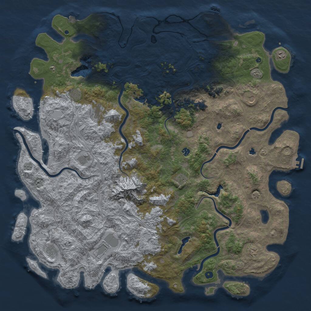 Rust Map: Procedural Map, Size: 6000, Seed: 25412423, 17 Monuments