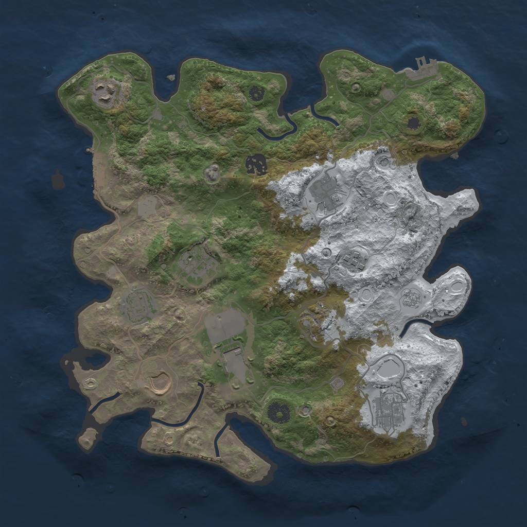 Rust Map: Procedural Map, Size: 3500, Seed: 352583333, 19 Monuments