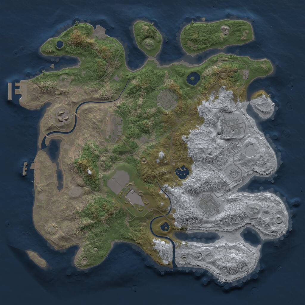 Rust Map: Procedural Map, Size: 3500, Seed: 13898, 13 Monuments