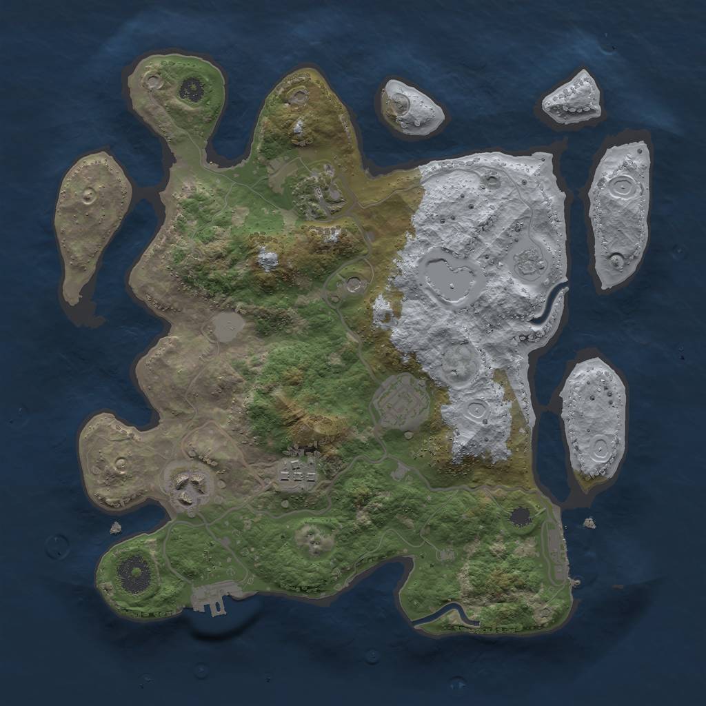 Rust Map: Procedural Map, Size: 3000, Seed: 1373770686, 13 Monuments