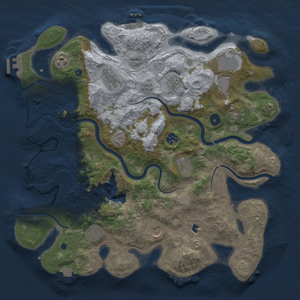 Rust Map: Procedural Map, Size: 4000, Seed: 33133223, 16 Monuments