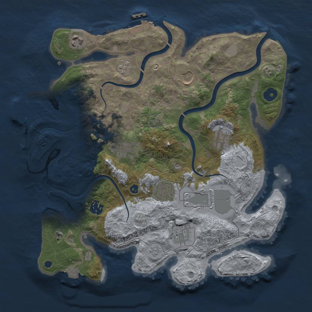 Rust Map: Procedural Map, Size: 3500, Seed: 1610079263, 15 Monuments