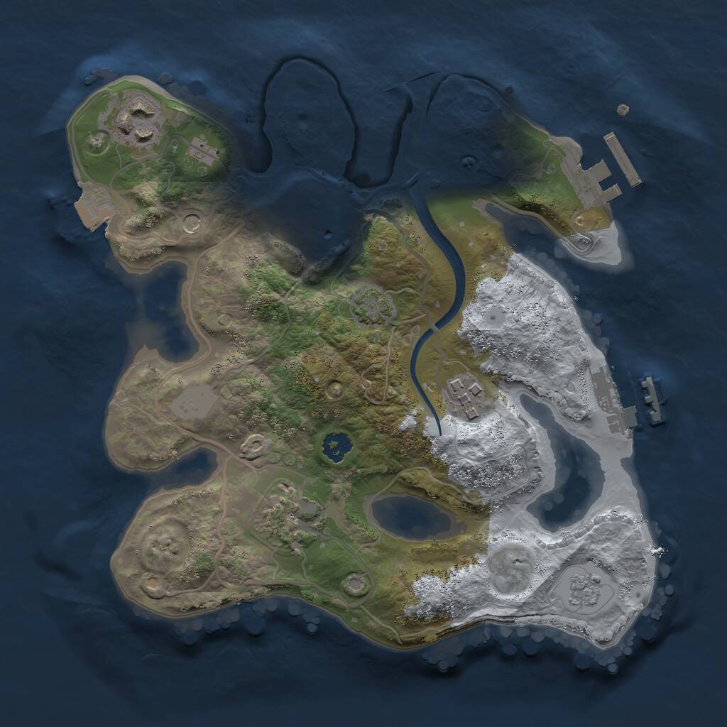 Rust Map: Procedural Map, Size: 2500, Seed: 12763, 10 Monuments