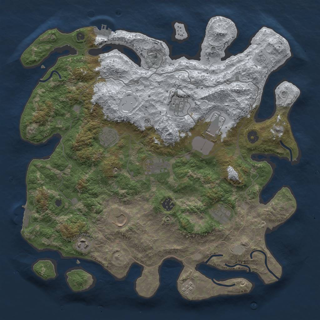 Rust Map: Procedural Map, Size: 4000, Seed: 127501, 18 Monuments