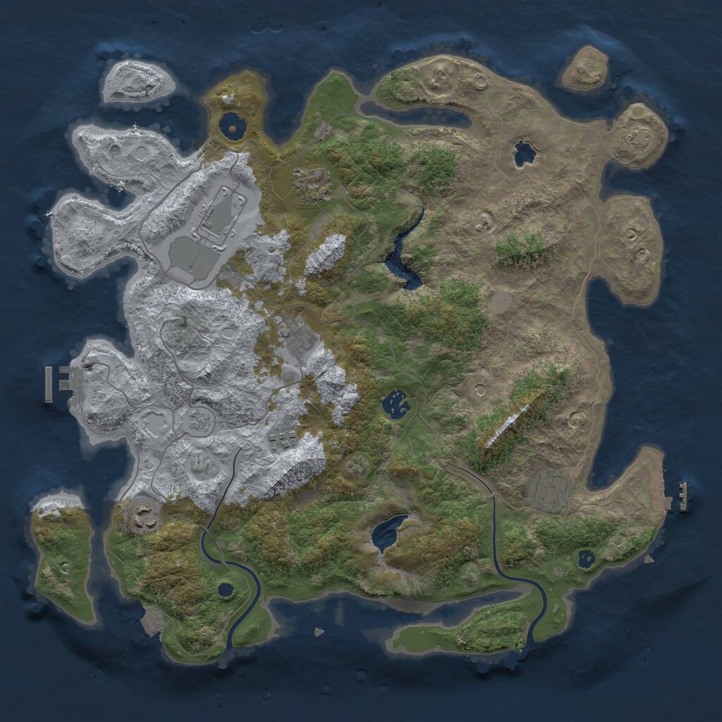 Rust Map: Procedural Map, Size: 4000, Seed: 488835, 13 Monuments