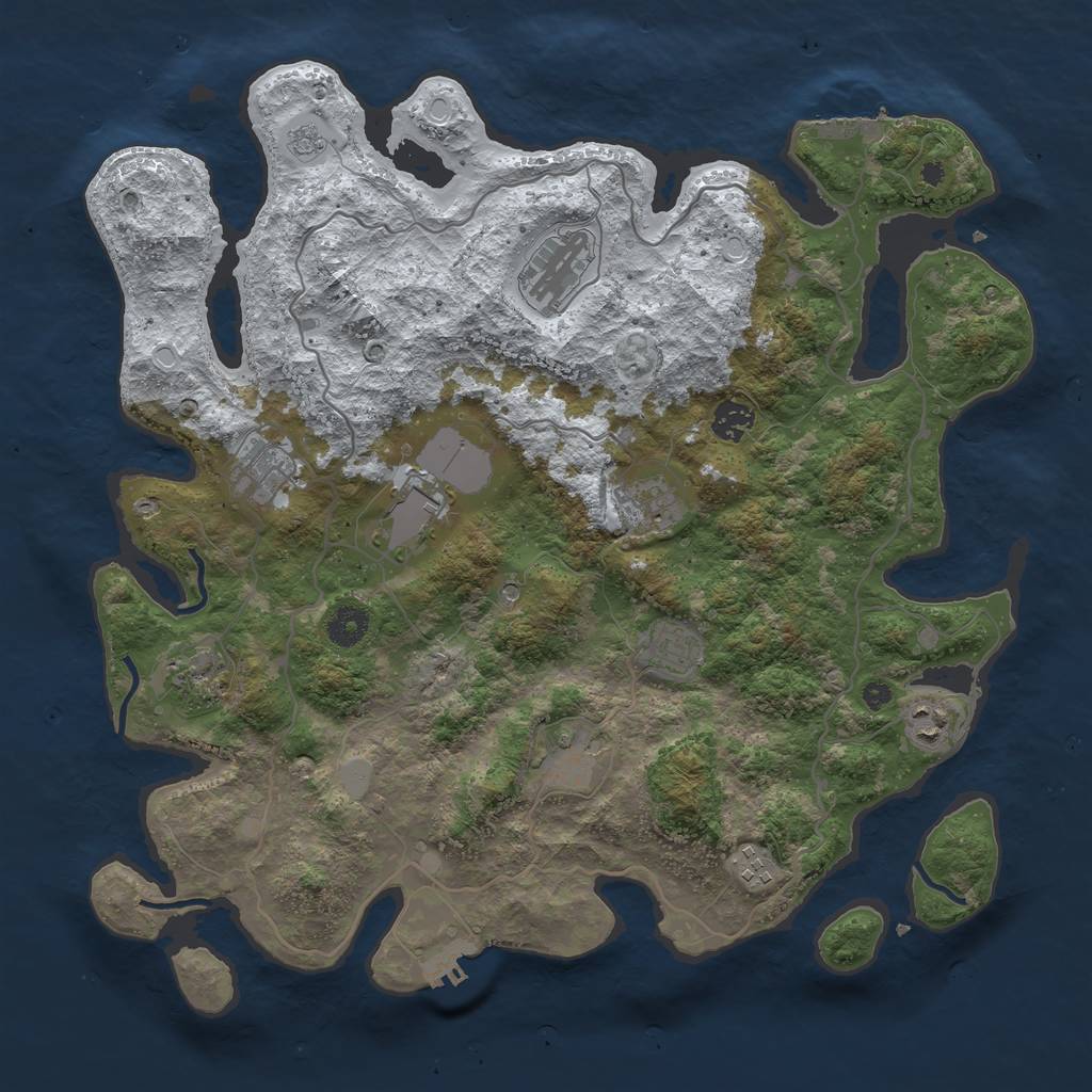 Rust Map: Procedural Map, Size: 4000, Seed: 205331, 19 Monuments