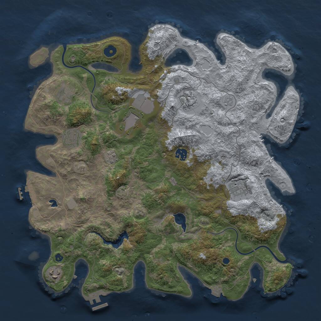 Rust Map: Procedural Map, Size: 4000, Seed: 718059, 14 Monuments