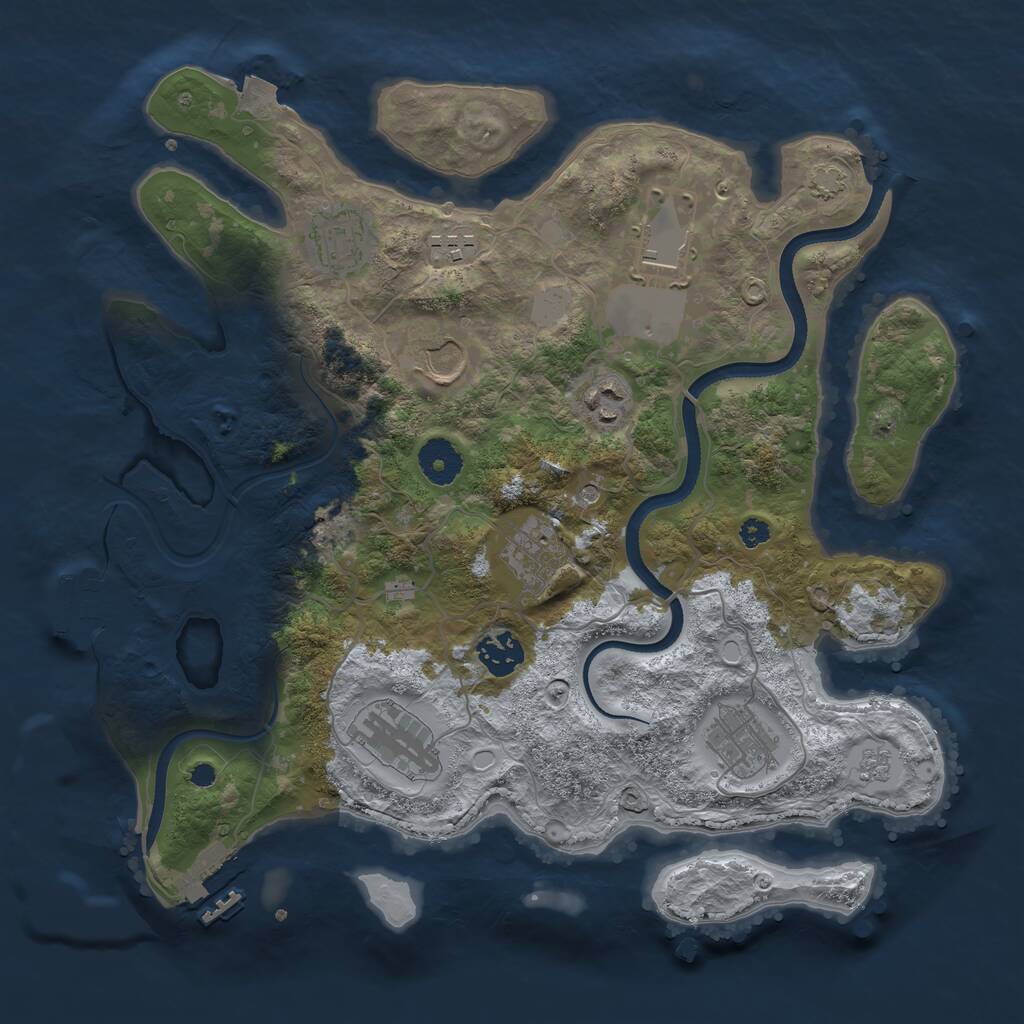 Rust Map: Procedural Map, Size: 3500, Seed: 117889943, 15 Monuments